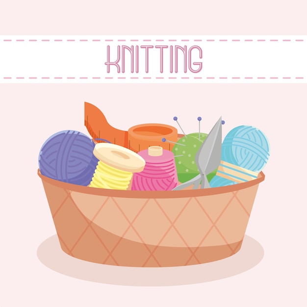 Vector knitting needles card