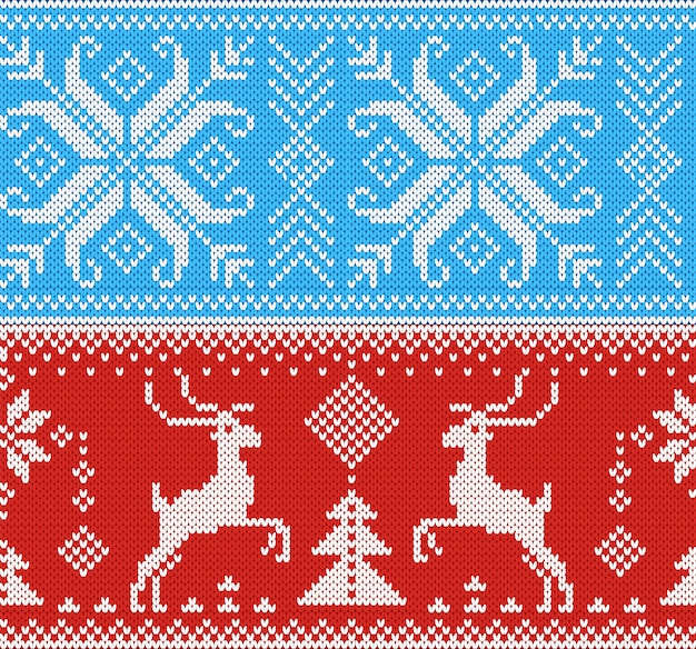 Motivo a maglia a maglia di lana texture di sfondo tradizionale maglione invernale lavorato a maglia ornamento di natale illustrazione seamless set di disegno a mano di sfondo di maglieria di natale