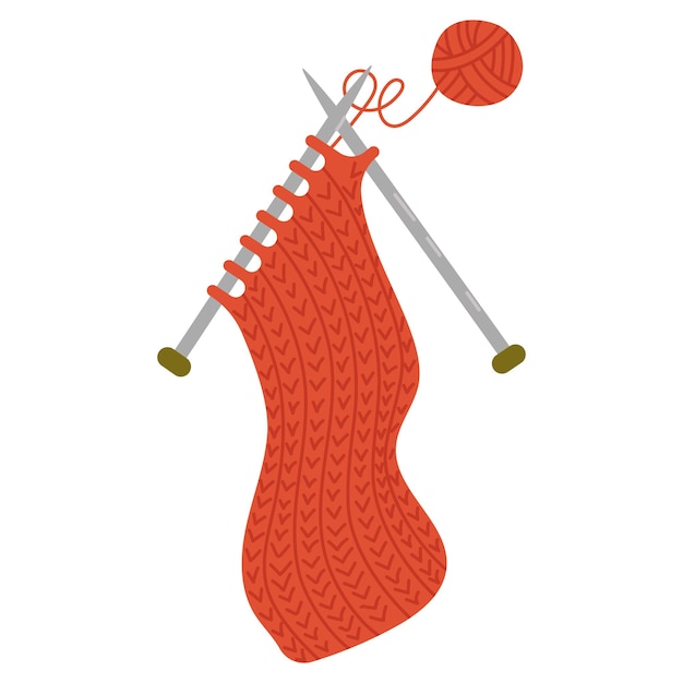 Knitting process Wool yarn and knitting needles