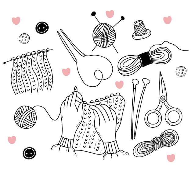編み物セット落書き手工芸品と羊毛糸編み針のホビーかせ編み物ハンドドロー