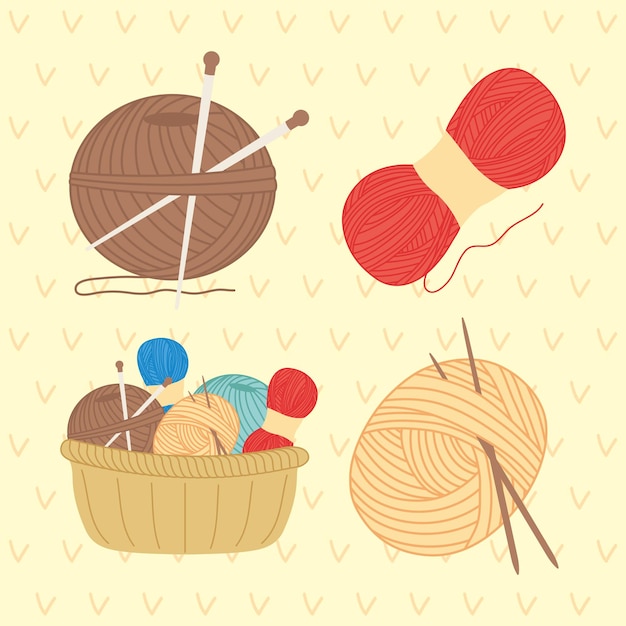 Vector knitting and sewing icon collection