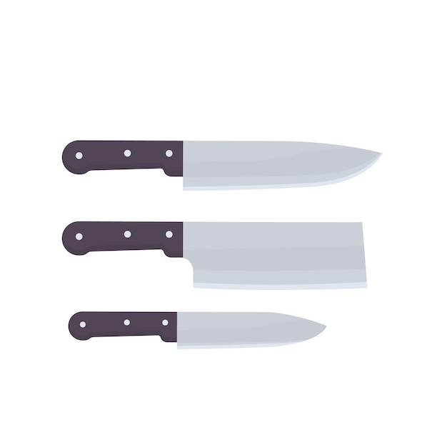 Knives isolated on white vector illustration