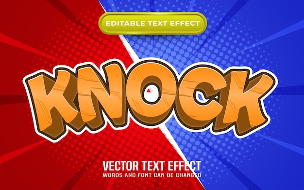 Knock editable text effect comic and cartoon style