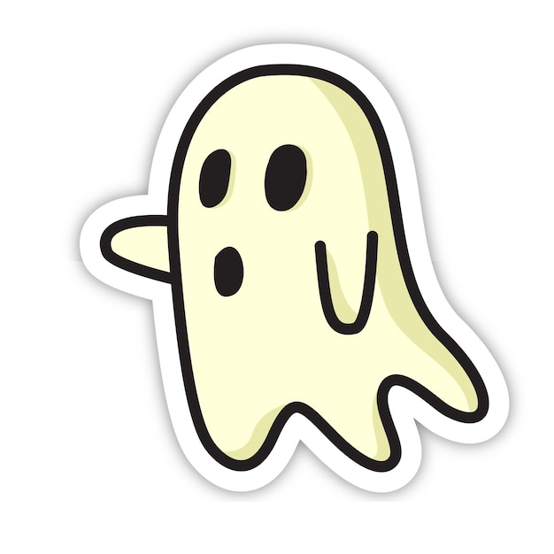 knocking cute ghost editable vector sticker