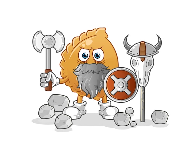 Knoedel Viking met een bijlillustratie. karakter vector