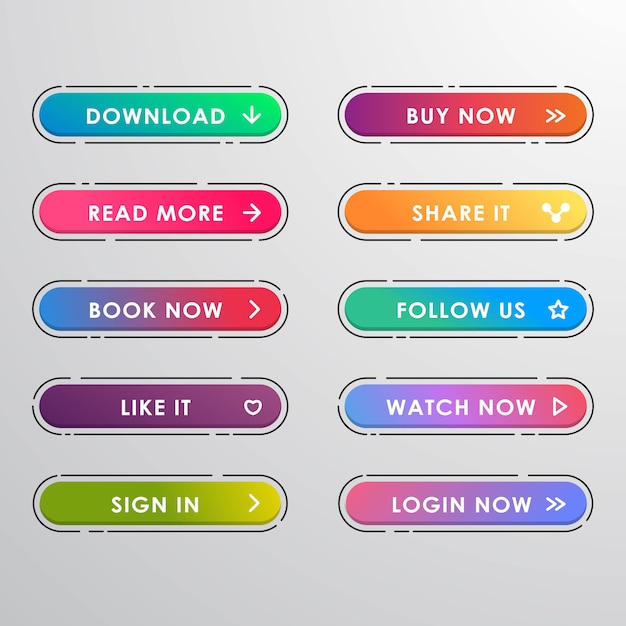 Knop instellen moderne trendy verloopstijl voor website