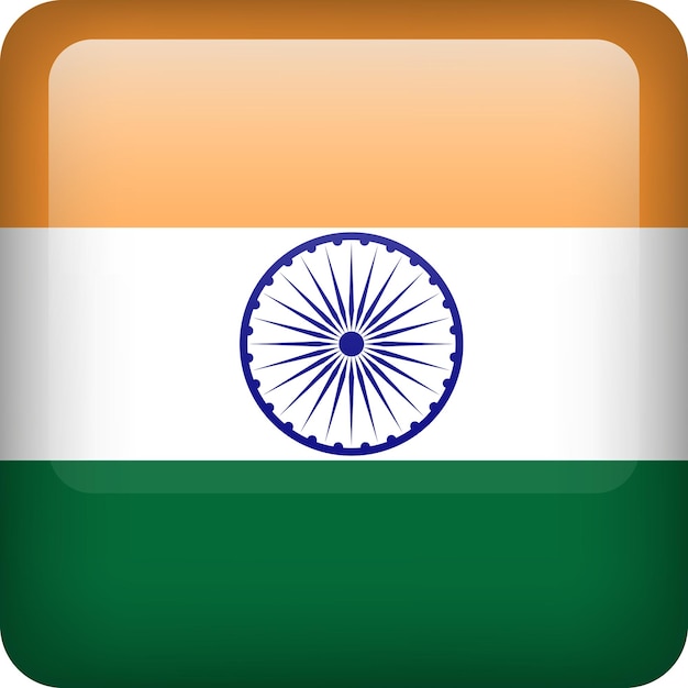 Knop vlag van India Vierkant embleem van India Vector Indiase vlagsymbool Kleuren correct