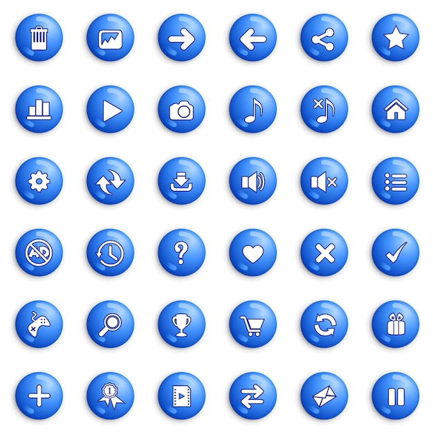 Knoppen en pictogram decorontwerp voor game of web kleur blauw.