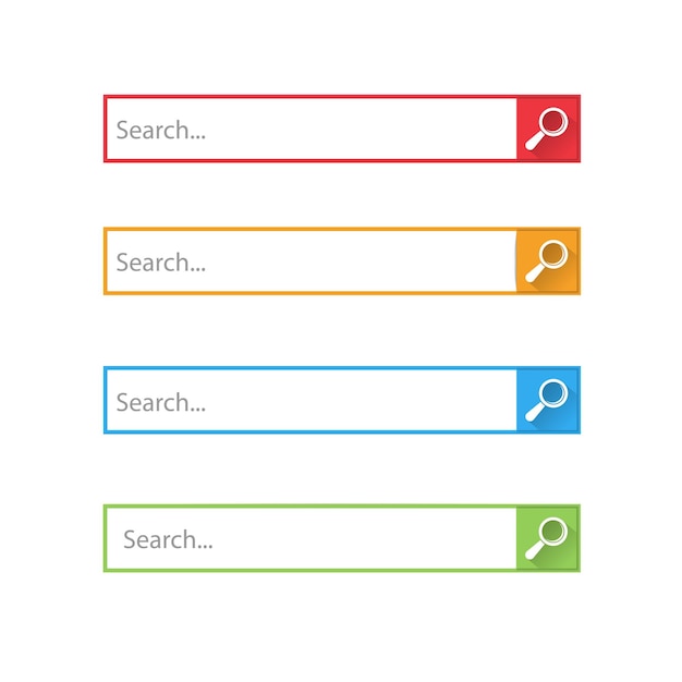 Vector knoppen voor zoekbalkvakken geïsoleerd op een witte achtergrond vectorillustratie