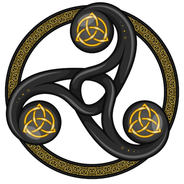 Vector knotted triskelion symbol design