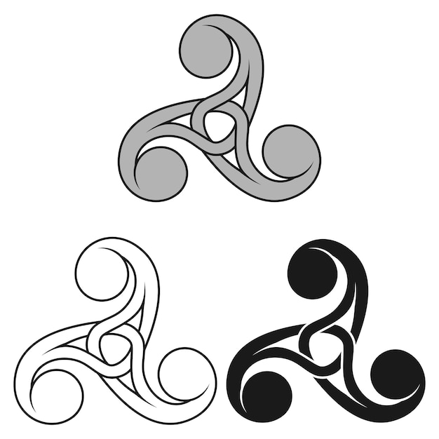 Vector knotted triskelion symbol design