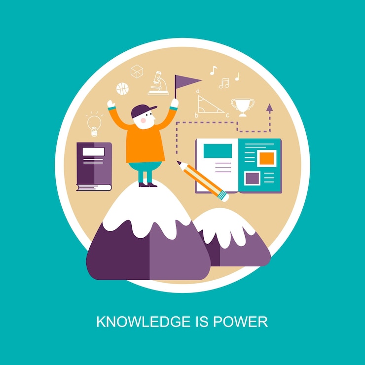 Vector knowledge is power concept in flat design style