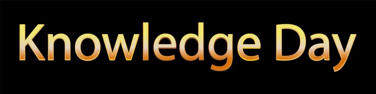 वेक्टर knowledhe day 3d text shcool celebration hand lettering knowledge event handwritten inscription with volumetric effect on a black background