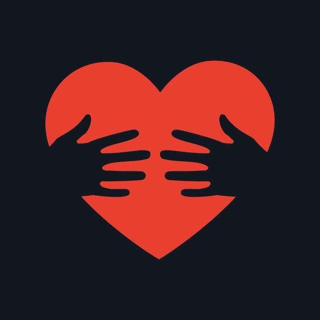 Knuffelen hart handen met hart liefdadigheid icoon hou van jezelf concept van vrijwilligers