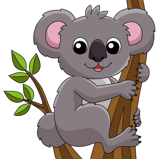 Koala Animal Cartoon Colored Clipart Illustration