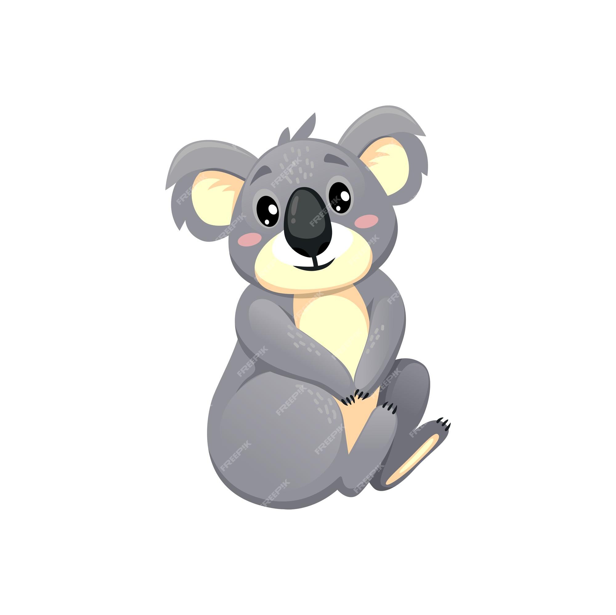 Premium Vector | Koala bear cartoon character sitting cute animal isolated  funny fluffy personage vector australia mammal with sweet cheerful childish  face koala australian fauna animal gray bear sit and forage