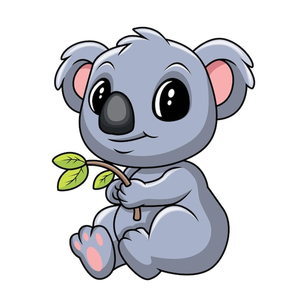 Vector koala bear with green leaves