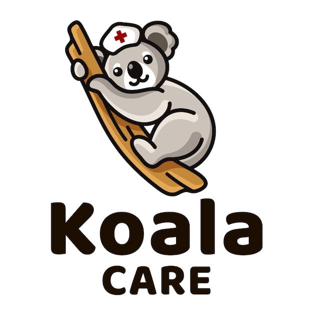 Koala care cute kids logo template