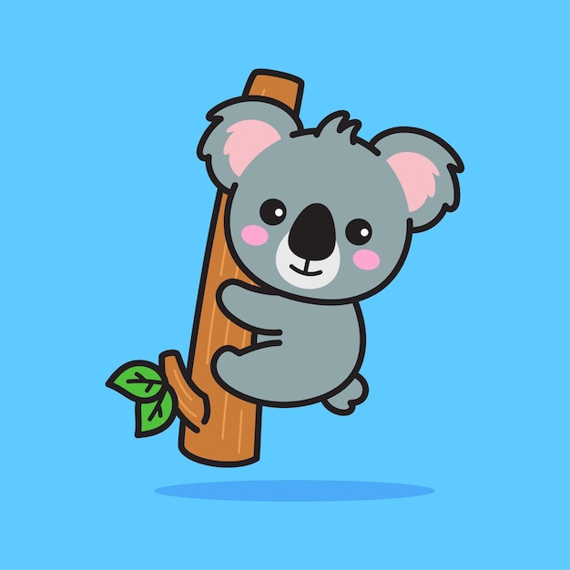 Koala climbing cartoon illustration