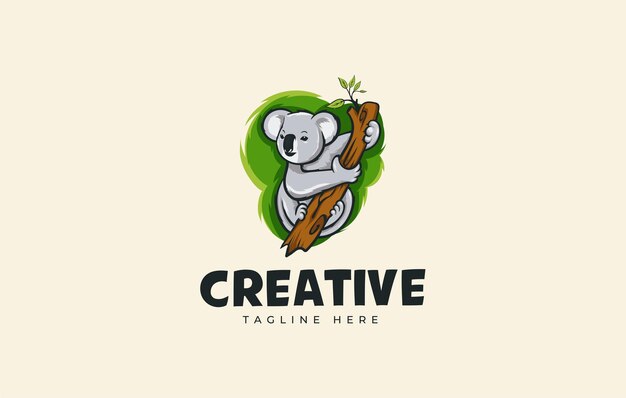 Koala climbing tree vector illustration