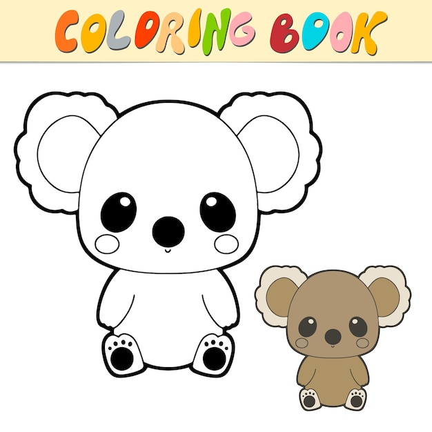 Koala libro da colorare o pagina per bambini cute koala illustrazione vettoriale in bianco e nero