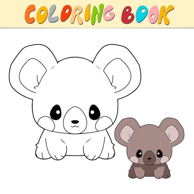 Koala libro da colorare o pagina per bambini cute koala illustrazione vettoriale in bianco e nero