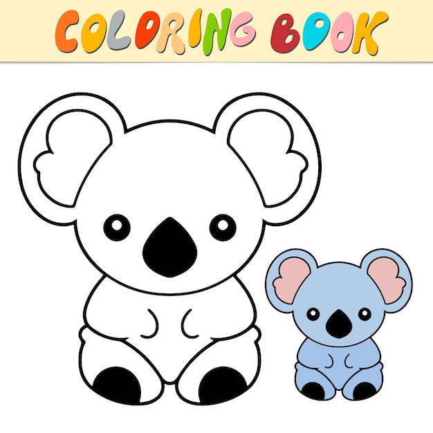 Koala libro da colorare o pagina per bambini cute koala illustrazione vettoriale in bianco e nero