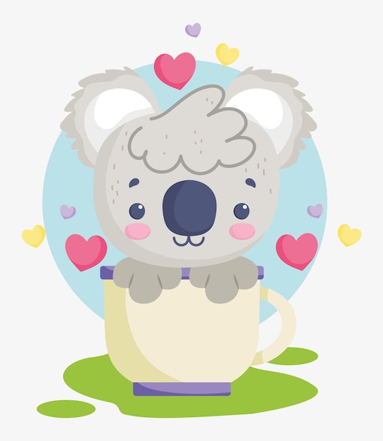 Vector koala in cup cartoon