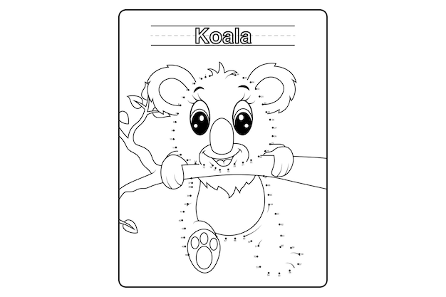 Vector koala dot to dot coloring page for kids