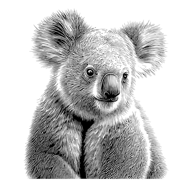 Koala face hand drawn sketch vector illustration wild animals