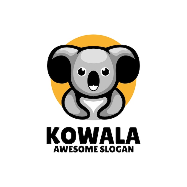 Koala head mascot illustration logo design