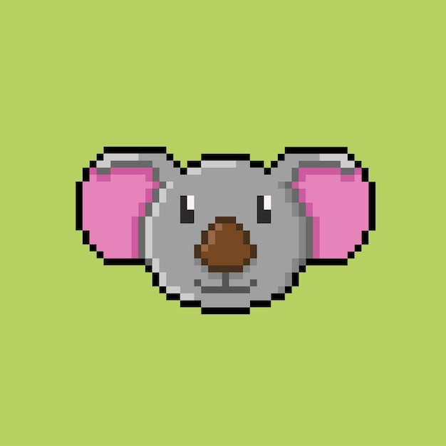 Koala head in pixel art style