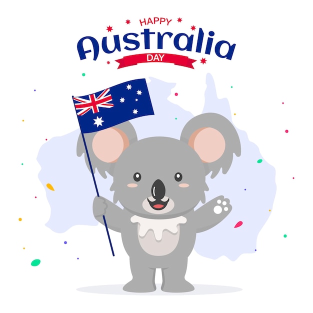 Koala houdt australische vlag voor australië dag