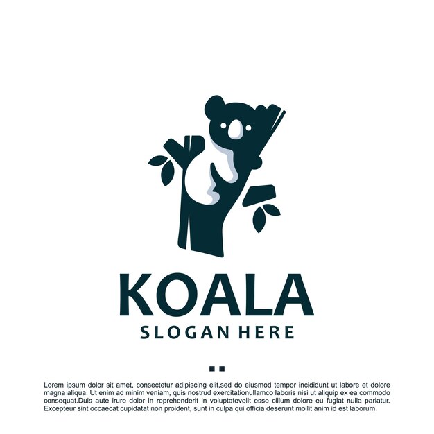 Koala, hout, klim, logo-ontwerpsjabloon