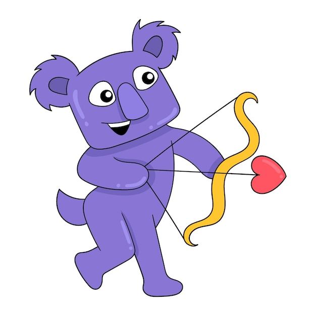 The koala is carrying the arrow of love romance doodle icon image kawaii