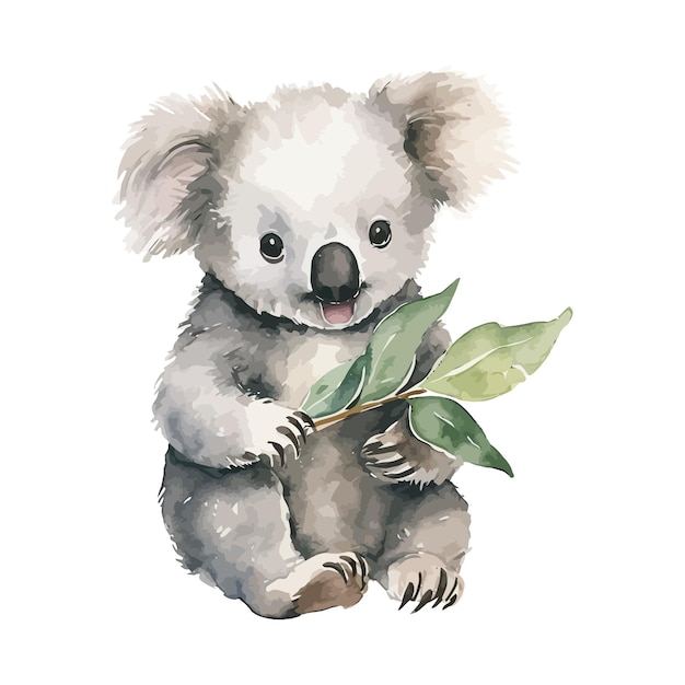 Koala is standing in watercolor painting style