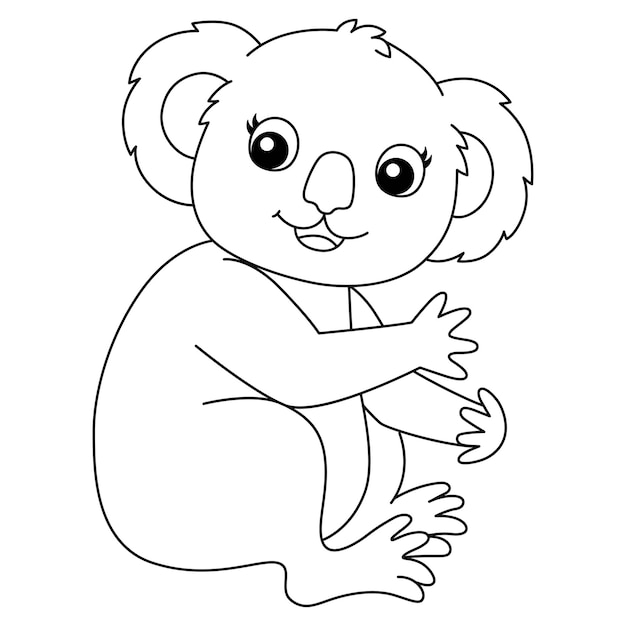 Koala isolato pagina da colorare per bambini