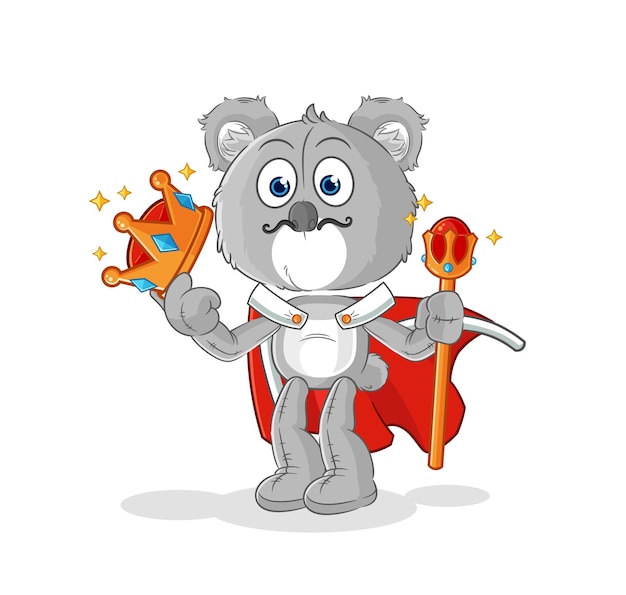 Koala king vector cartoon character