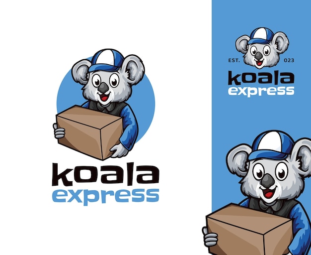 Koala koerier mascotte logo ontwerp