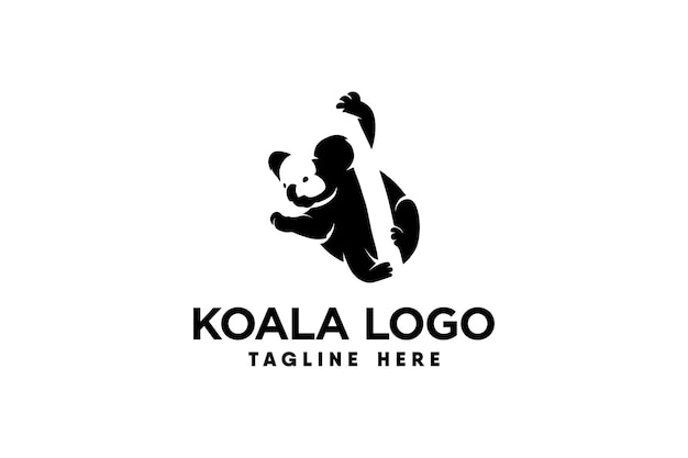 Vettore vettore del logo del koala con uno stile di silhouette moderno e pulito