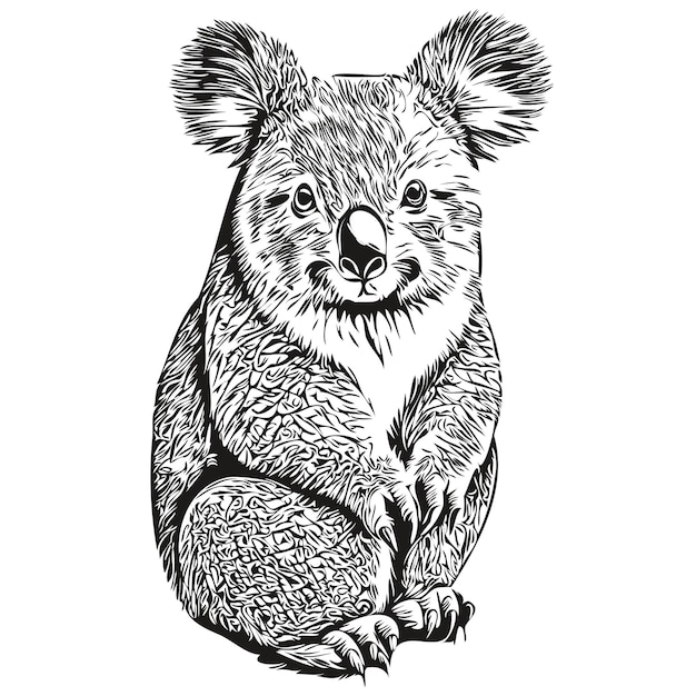 Koala logo zwart-wit afbeelding hand tekenen koala Beer