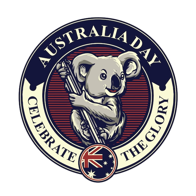 Koala mascotte voor australië dag badge