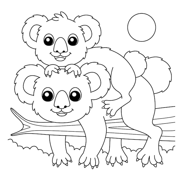 Koala met een baby Kleurplaat voor kinderen