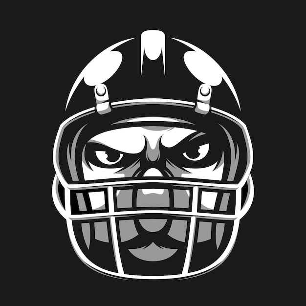 Vector koala rugby helmet zwart en wit