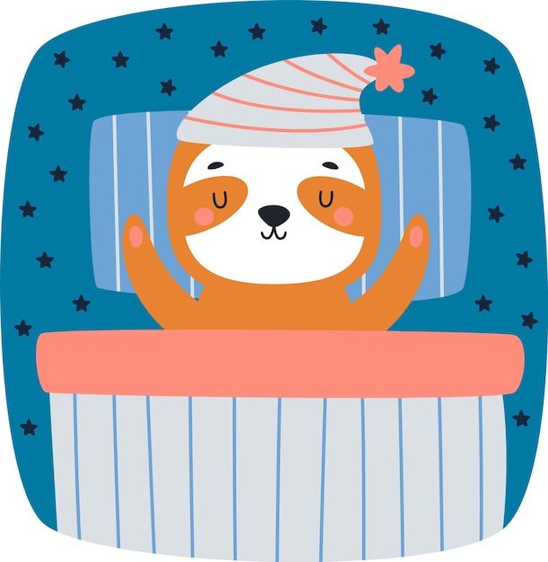 Vector koala sleeping in bed