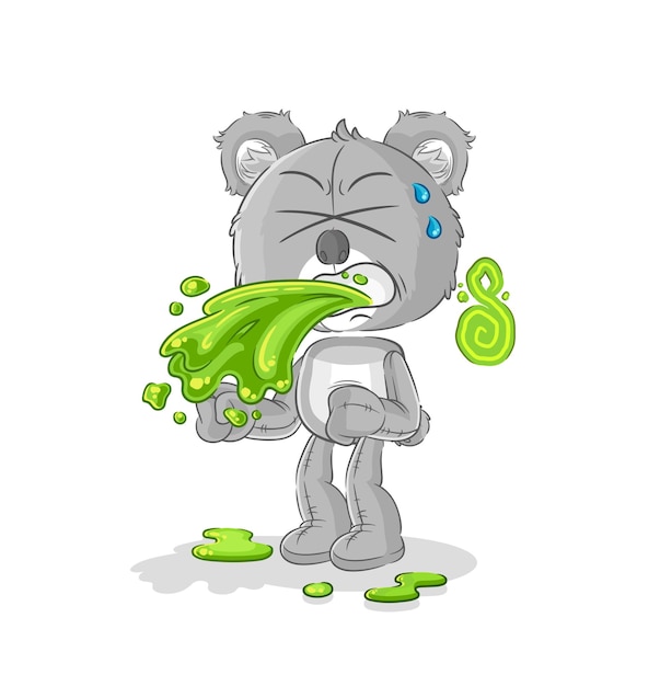 Koala throw up cartoon cartoon mascot vector