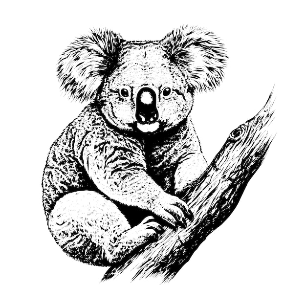 Vector koala vector drawing isolated hand drawn engraved style illustration