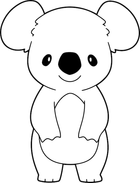 Koala vector illustration Black and white Koala coloring book or page for children