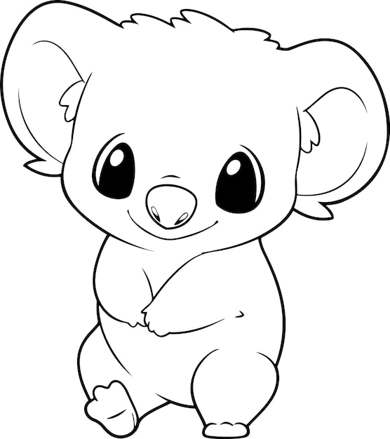 Векторная иллюстрация коалы Черно-белая книжка-раскраска коала или страница для детей