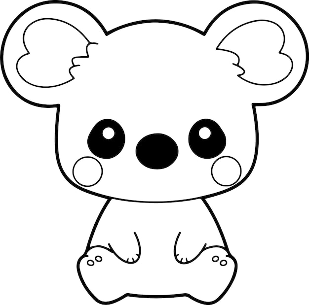 Koala vector illustration Black and white Koala coloring book or page for children